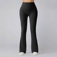 thumbnail image 4 of KHONTS Women's Yoga Pants Bootcut Leggings High Waisted Workout Tummy Control Flare Pants Lifting Stretchy Athletic Trousers Black L, 4 of 7
