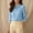 #0199-Blue, variant on Womens Blouse 3/4 Sleeve Striped Button Down Puff Sleeve Lapel Top Elegant Breathable for Office Casual