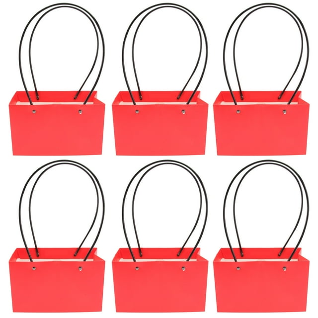 6 Pcs Boîte à Fleurs Portable Sac Cadeau en Papier Imperméable Sac à Main en Kraft