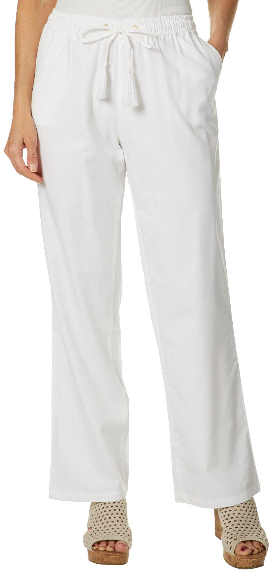 Caribbean Joe Caribbean Joe Womens Solid Tassel Drawstring Pants