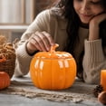 thumbnail image 6 of ICQOVD Ceramic Pumpkin Canister with Lid Fall Harvest Storage Jar Candy Cookie Container Kitchen Counter Halloween Decor, 6 of 6