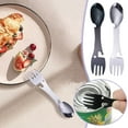 thumbnail image 1 of Three In One Stainless Steel Multifunctional Kitchen Utensil For Outdoor Use With Fork Spoon And Compact Portable Tableware Tools, 1 of 3