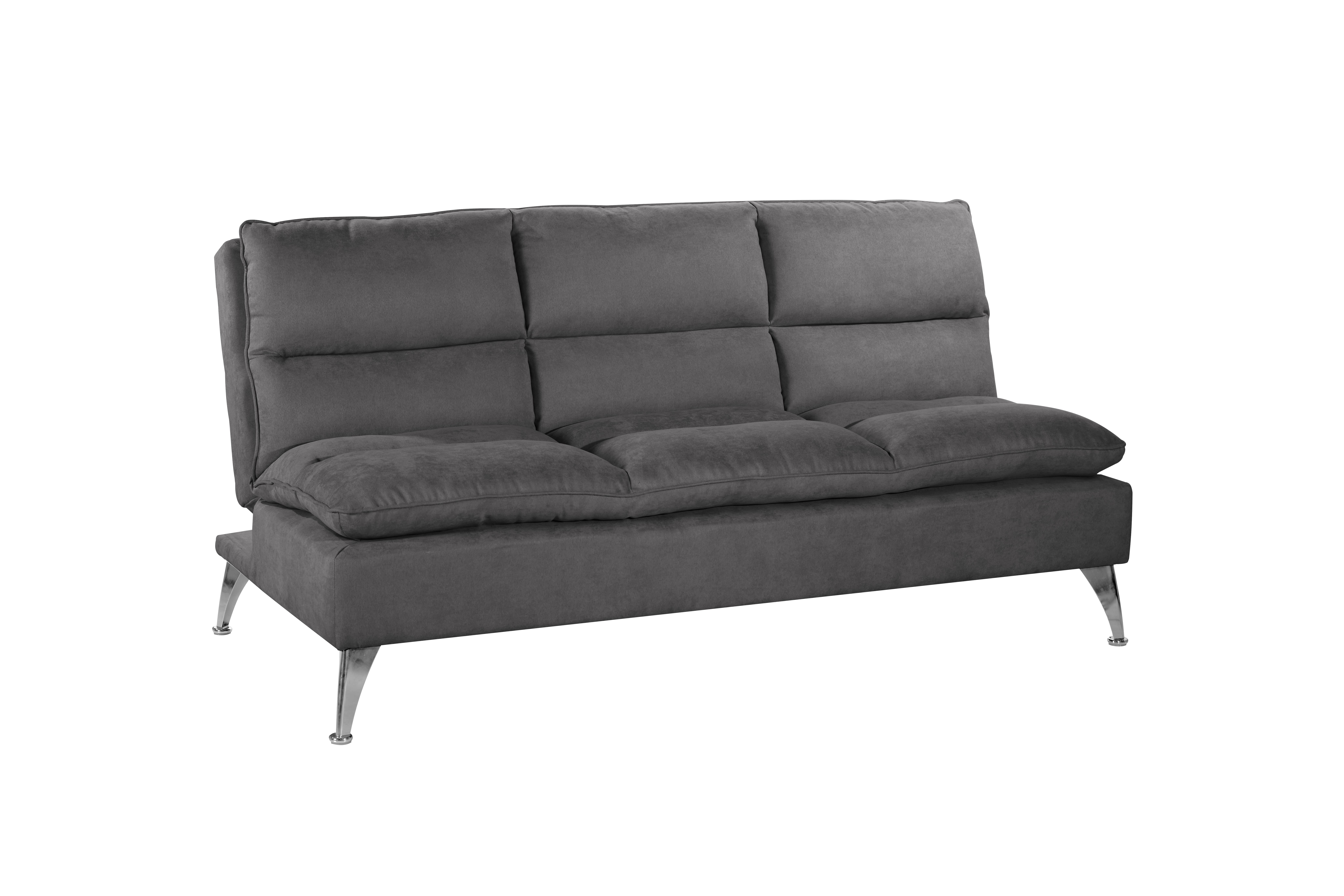 Sealy Santa Cruz Futon Sofa Convertible in Gray with Chrome Metal Legs