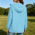 thumbnail image 5 of Lenago Waterproof Women's Rain Jackets Lightweight Hooded Softshell Windbreaker Zipped Long Sleeve Raincoat Solid Color Outdoor Hiking Cycling Outfit Sky Blue XXL, 5 of 10