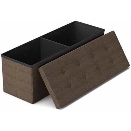 43 Inches Folding Storage Ottoman Bench, Storage Chest, Footrest for Entryway, Living Room, Holds up to 660 lb, Brown