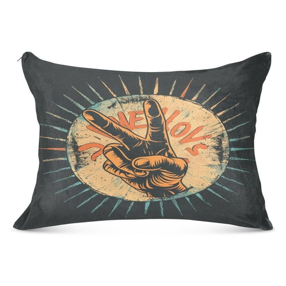 Love and Peace Sign Plush Pillow Cases Standard Size Ultra Soft Warm Pillowcases with Zipper 20"x26"