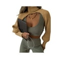 thumbnail image 2 of Women Knit Shrugs Pullover Mini Sweater Backless Long Puff Sleeve Club Knitwear Crop Top, 2 of 4