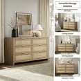 thumbnail image 5 of SICOTAS 56.85" Wide 6 DrawerBoho Dressers,Rattan Dresser with Large Storage Space Light Oak Dressers & Chests of Drawer Engineered Wooden Dressers for Bedroom,, 5 of 9