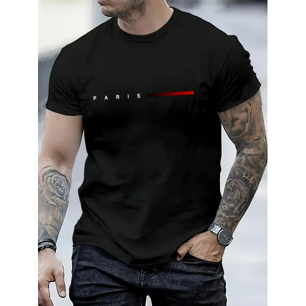 Creative Letter Printed Men's Round Neck T-shirt Summer Casual And Comfortable T-shirt Men's Top Suitable For Daily Gym Exercise And Running Tee For Adult, Men, Women, Teen, Teenager, Adolescent,Yout