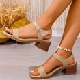 thumbnail image 6 of Viluyesy Womens Heeled Sandals, Ankle Strap Sling Back Square Toe Ladies Block Heels Dressy Shoes Khaki US7.5, 6 of 8