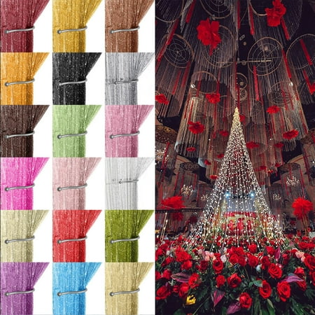 Sparkly Silver Ribbon String Door Curtains Room Divider Window