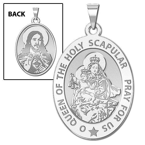 Sterling Silver PicturesOnGold.com Our Lady of Mount Carmel Religious Medal Oval 2//3 X 3//4 Inch Size of Nickel