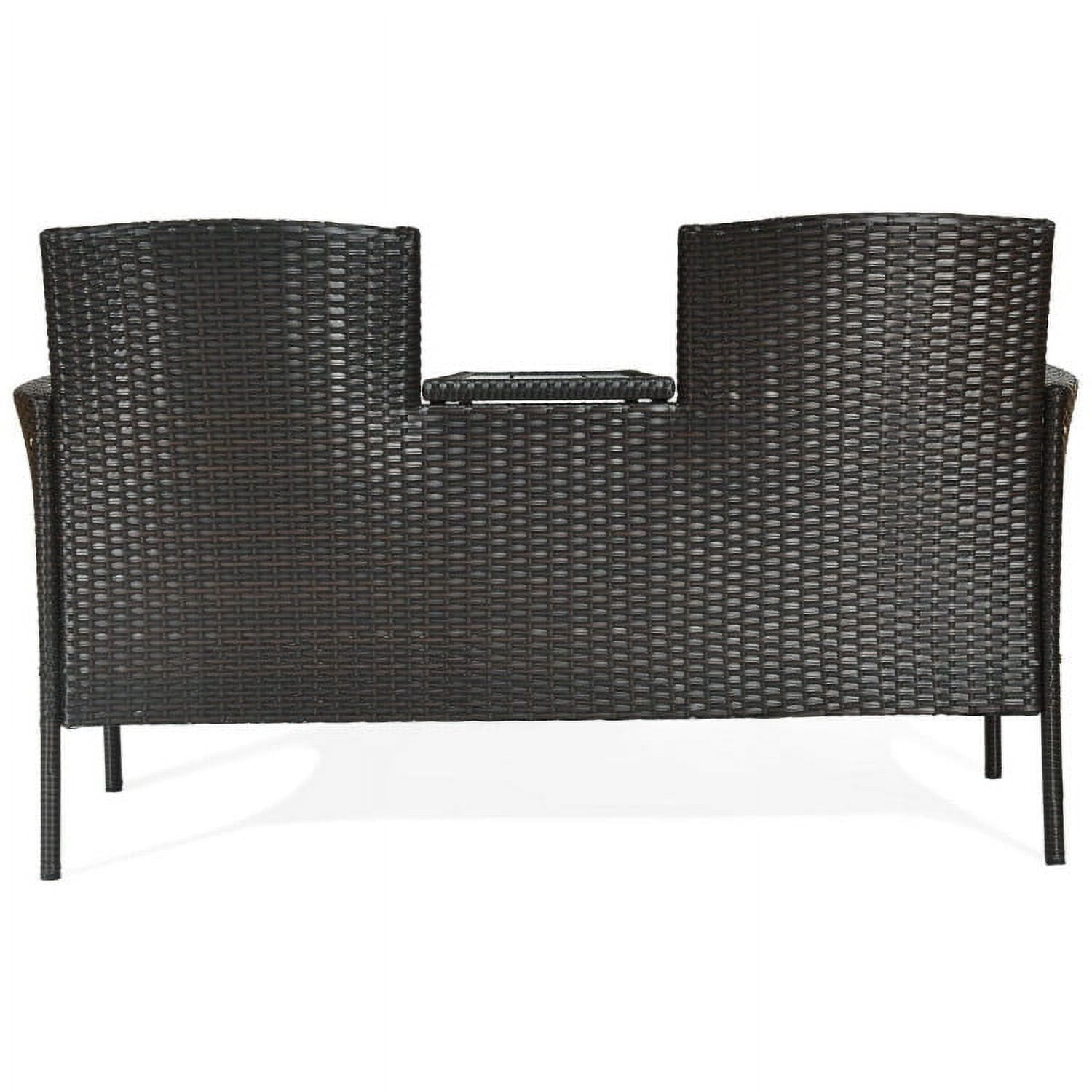 Aimee Lii Modern Patio Conversation Set with Built-in Coffee Table and Cushions, Balcony Chair, A-Turquoise