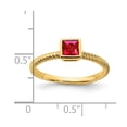 thumbnail image 2 of 1.6 To 1.8mm 14k Solid Yellow Gold Square Bezel Ruby Ring Size 7 Ring for Women - 2.2 Grams .26 cwt, 2 of 2