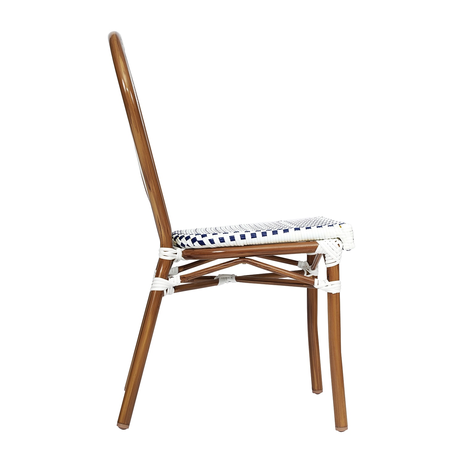 Flash Furniture Aluminum Indoor Stacking Chair, White and Navy
