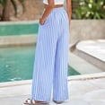 thumbnail image 7 of Womens Pants Elastic Waist Striped Print Lightweight Palazzo Pants Casual Wide Leg Pants with Pockets XL, 7 of 7