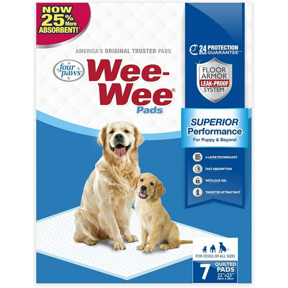 Four Paws Wee-Wee Superior Performance Dog Pee Pads 22" x 23" 7-Count