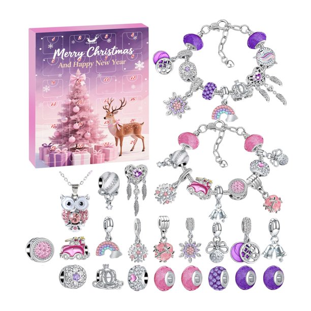 Advent Calendar 2025 Girls, Jewelry Making Kit Charm Bracelet Advent Calendar for Kids Countdown to Christmas, DIY Christmas Arts and Crafts for Girls Age 4-12, Teenagers, Teens Girl, Adults, Women