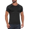 thumbnail image 5 of INSPIRE CHIC Men's Workout Stretch Crew Neck Short Sleeve Sport Running T-Shirts L Black, 5 of 6