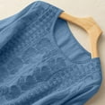 thumbnail image 7 of kaprioy Linen Shirts for Women Summer Retro Embroidered 3/4 Sleeve Boho Tops Dressy Casual Blouses Teacher Loose Tunics Blue, L, 7 of 7