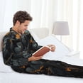 thumbnail image 6 of Lsque Full Moon Black Dragon Pattern Long Sleeve Pajama Set for Men - Soft 2-Piece Sleepwear and Loungewear Set with Pockets, Comfy Nightwear-XX-Large, 6 of 7