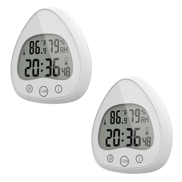 2 nuevos e innovadores relojes de baño en forma de corazón Reloj despertador con pantalla digital de temperatura y humedad LCD MFZFUKR BST3004044-1