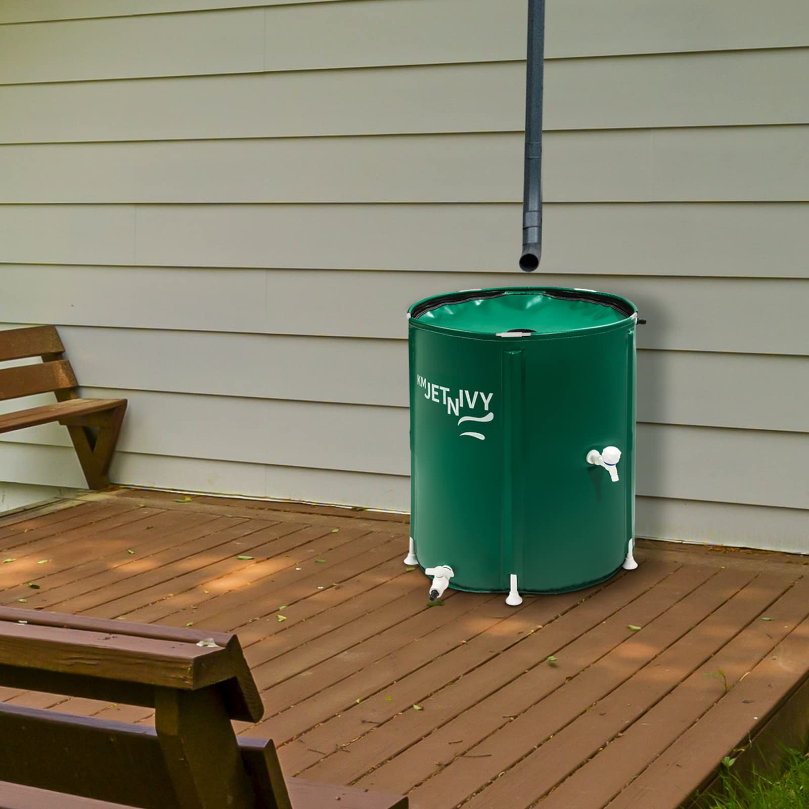 KMJETNIVY Rain Barrel Upgrade Anti-Collapse Collapsible Rainwater Collection System,Portable Water Storage Tank,Garden Water Catcher(Green,50G)