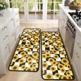 thumbnail image 4 of Sunflower and Checkerboard Black Anti Fatigue Kitchen Rugs Set Of 2, Non Slip Washable Decorative Floor Mats for Sink Laundry and Home Use, 17"x47", 4 of 5