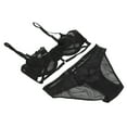 thumbnail image 2 of Conjunto de bralette de encaje para mujer Push Up Conjunto de sujetador bralette con correa bordada de encaje ultrafino Negro 75C, 2 of 5