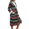 thumbnail image 4 of Sedceaty Female Nightwear, Christmas Floral Print Long Sleeve Night-Robe with Waist Belt for Fall Winter, S/M/L/XL/XXL, 4 of 9