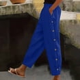 thumbnail image 2 of Women's Solid Color Elastic Waist Casual Pants with Side and Back Pockets Trousers Slacks Bottoms Relaxed Fit Stretchy Soft Lounge Wear for Daily Commuting Travel Essentials for Women, 2 of 9