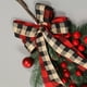 thumbnail image 4 of Árbol de Navidad invertido con bolas rojas, adornos galvanizados y lazo de cinta a cuadros | Decoración navideña para colgar en la ventana, 4 of 5