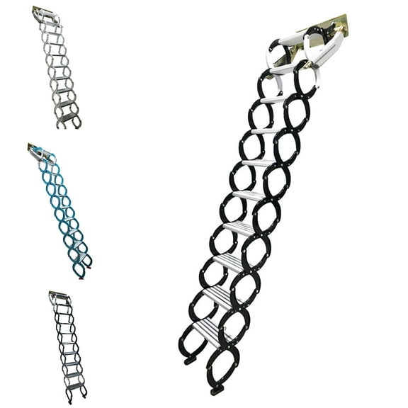 INTBUYING Narrow Wall Mounted Attic Loft Ladder Al-Mg Alloy 10 2Steps 8.2-9.2ft