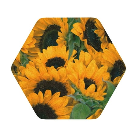 

Matuu Sunflowers 7 for Cup Coasters Set of 6 Leather Coasters Desk Coasters for Office Measures 4” x 4” Hexagon