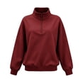thumbnail image 3 of Horkkom Quarter Zip Pullover Women Casual Loose Soft Tops Oversized Fall Winter Sweatshirt XXL, 3 of 6