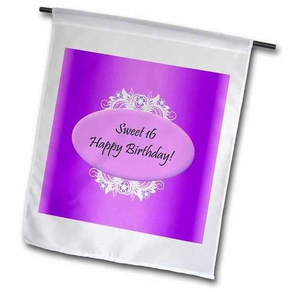 3dRose, Purple Sweet 16 Birthday, 18 x 27 inch Garden Flag