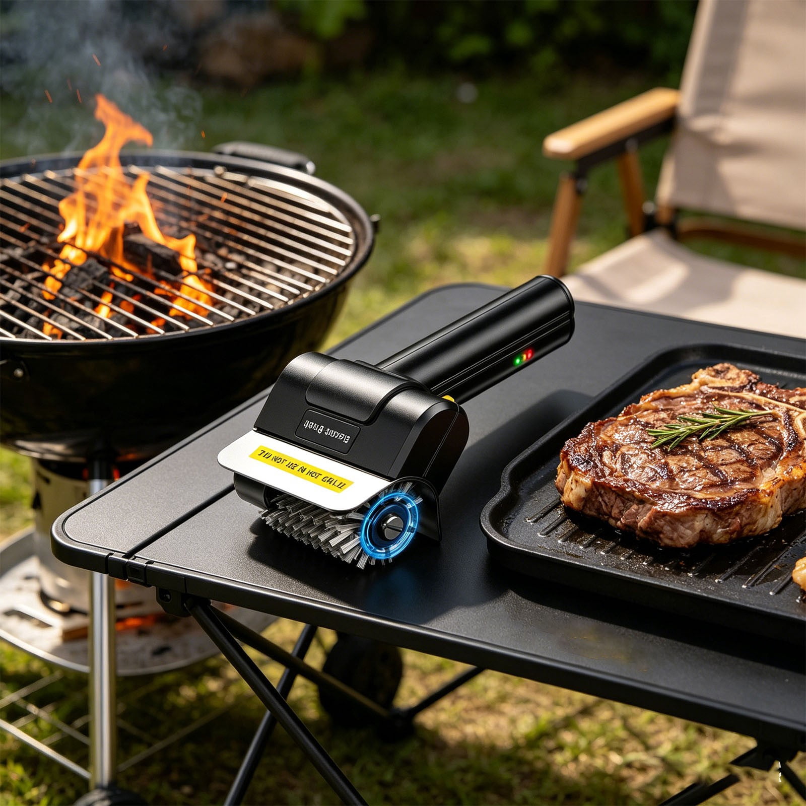 Electric Grill Brush, Heavy-Duty Cordless BBQ Brush with Stainless Steel Bristles, 2000mAh Rechargeable Battery,Motorized Grill Cleaner for Grates, Griddles and Smoker