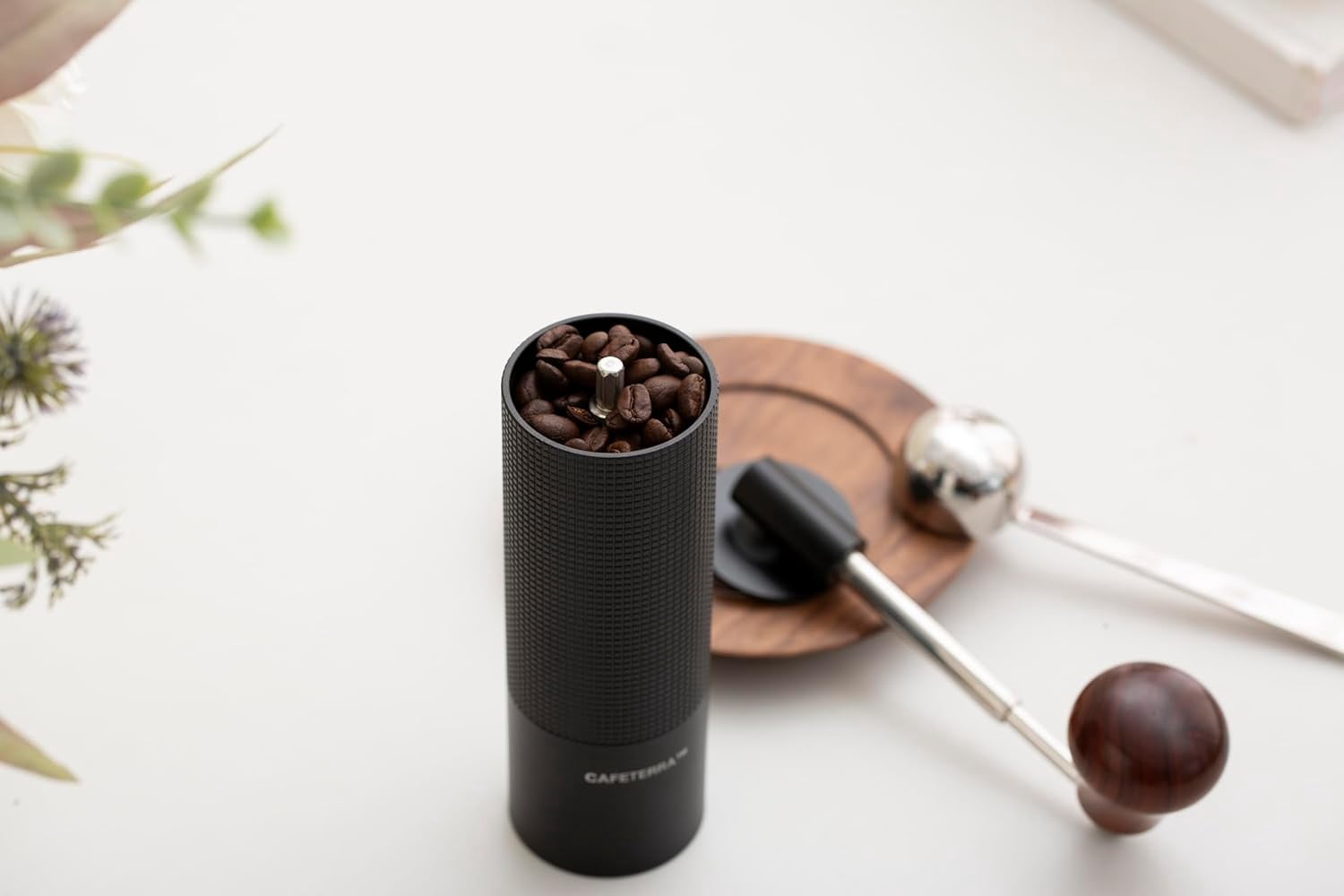 Manual Coffee Grinder – Foldable Stainless Steel Handle with Wooden Knob, 38mm Conical Burr, Adjustable Grind for Espresso to French Press, Portable Hand Grinder for Home & Travel