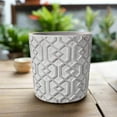 thumbnail image 4 of Cement Round Pot with Embossed Interlocking Shapes and Freckled Holes Design Body LG Washed Finish Dark Gray, 4 of 8