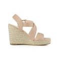 thumbnail image 3 of BLISSFUL STEP Women's Shoes Crisscross Ankle Strap Espadrille Wedge Sandals Nude 10, 3 of 7