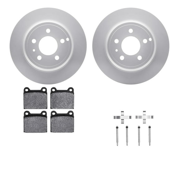 Dynamic Friction Company Rear Geospec Brake Rotors with 5000 Advanced Brake Pads includes Hardware 4512-27067