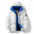thumbnail image 2 of Puffer Jacket Men Winter Warm Hooded Down Jacket Zip Up Parka Padded Outwear Relaxed Fit Puffer Jacket Mens Jackets White XL, 2 of 6