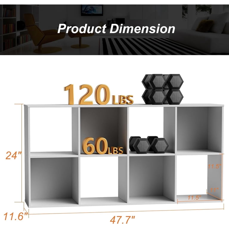 Taoset 8-Cube Storage Bookcase, White, 4-Tier photo 4