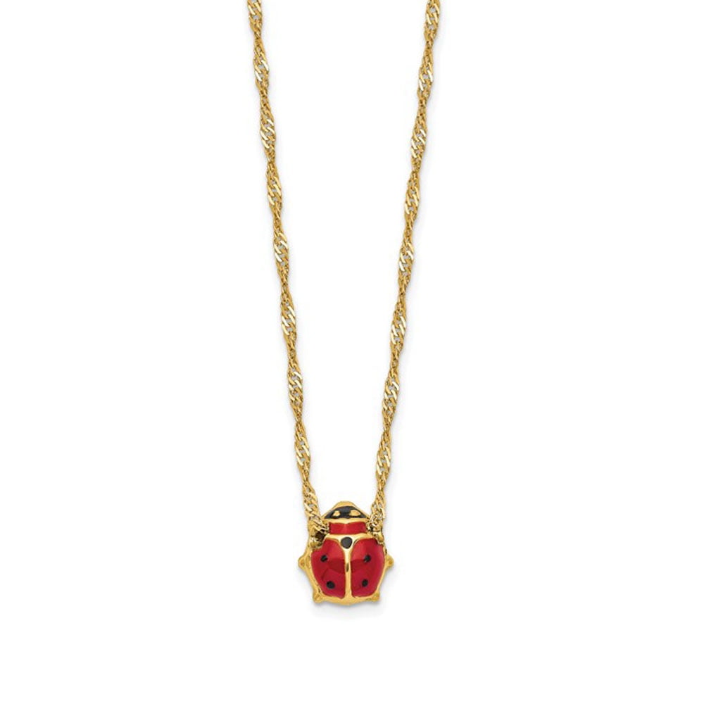 14 Karat Yellow Gold Enameled Ladybug 