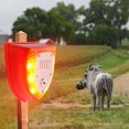 thumbnail image 2 of 1 paquete de luces solares de alarma de seguridad, sonidos de disparos de 129 dB y sonido de ladridos de perros y luz estroboscópica, lámpara de advertencia para granero de granja al aire libre, pati, 2 of 5