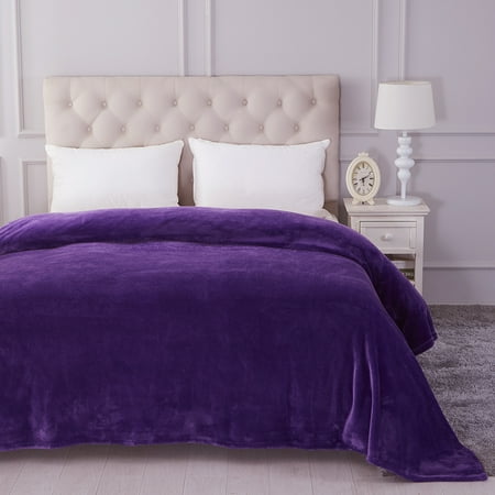Soft Purple Blanket Large Lightweight Soft Plush Fleece Blanket For King Bed Sofa Couch Solid Purple Printed 90
