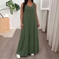 thumbnail image 2 of Plus Size Sundress for Women Crew Neck Sleeveless A-Line Dresses with Pockets Solid Color Casual Summer Maxi Dress, 2 of 6