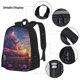 thumbnail image 3 of Disketp Dreamy Dandelion Sunset Mochila Estampada de Gran Capacidad con Lonchera y Estuche, Set de 3 Piezas para Estudiantes, 3 of 7