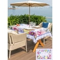 thumbnail image 4 of Easter Outdoor Tablecloth - 60x102 Inch Rectangle Dining Table Cover, Watercolor Eggs Flowers Berry Plants Purple Plaid Waterproof Outdoor Table Cloth with Umbrella Hole & Zipper for Picnic/Patio, 4 of 7