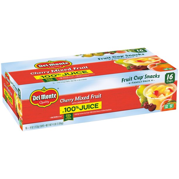 Product of Del Monte Cherry Mixed Fruit Cups 16 Pk. 4 oz.